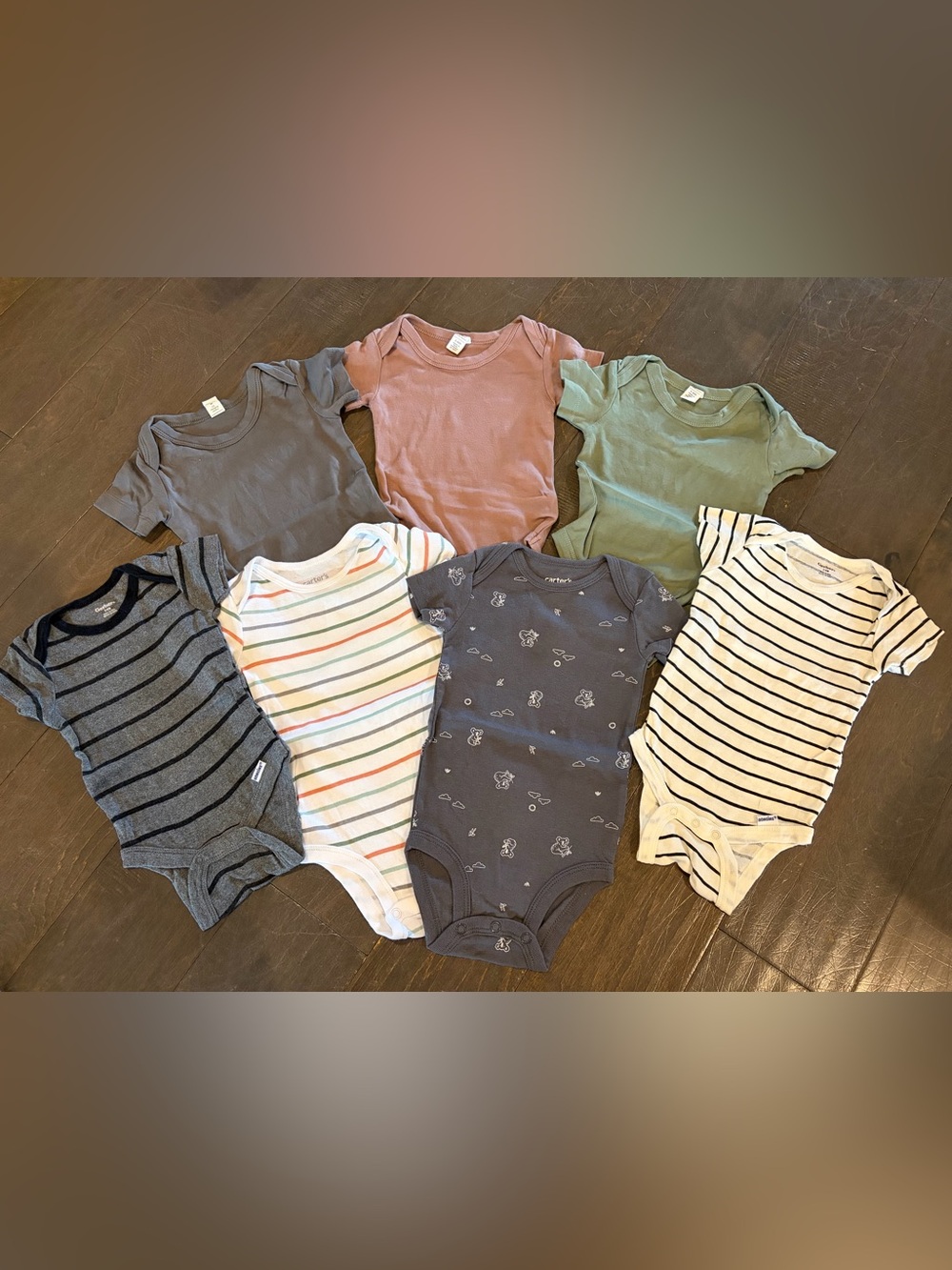 Set of 7 Multi-Color Baby One-Piece Bodysuit Set